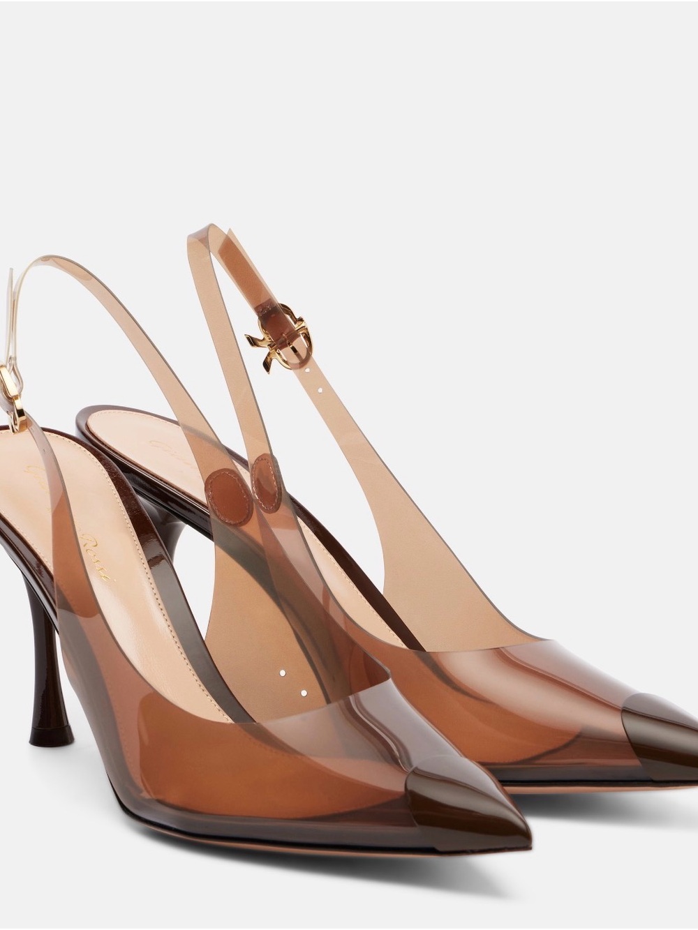 Gianvito Rossi
Diana 85 leather-trimmed slingback pumps